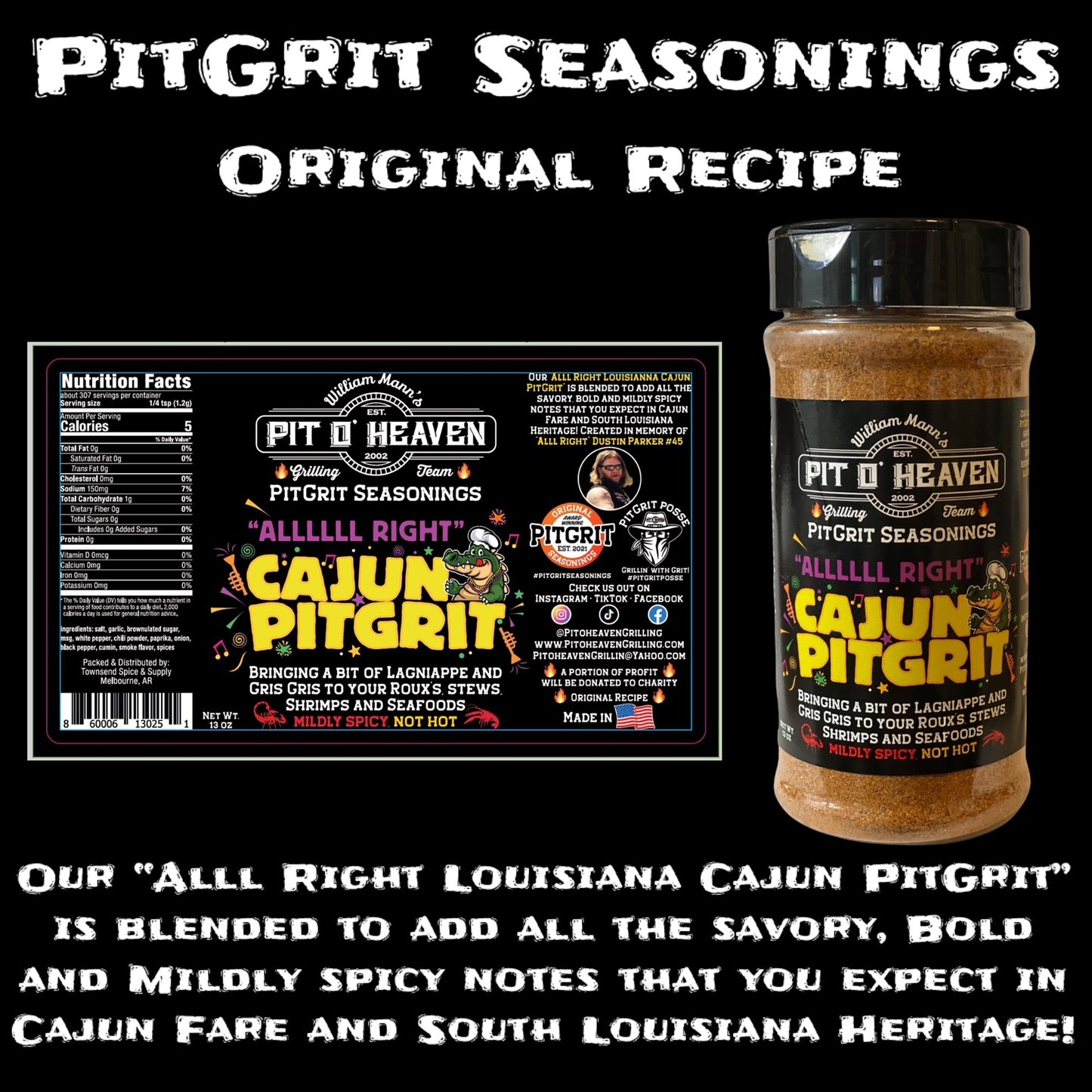 Pit O Heaven Cajun Pit Grit Seasoning